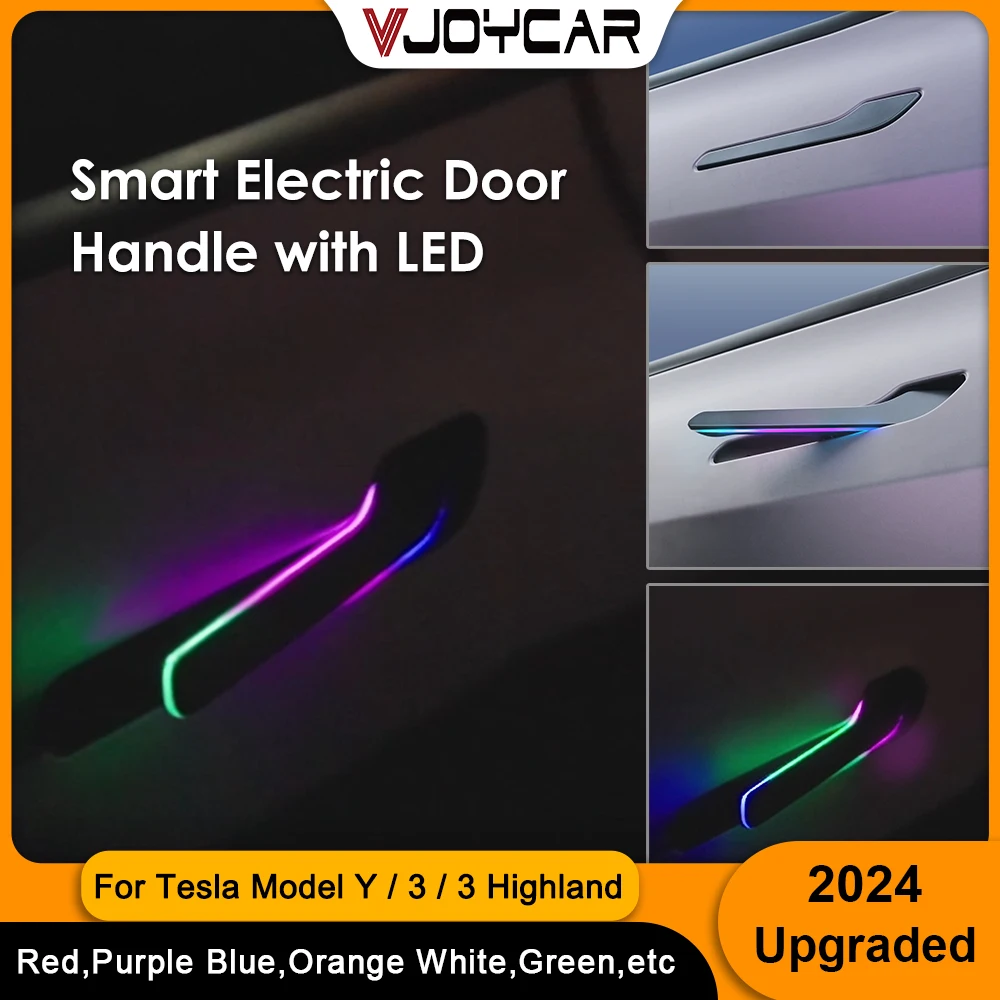 New Smart Integrated Model Y Electric Door Handle Colorful LED Lights for Tesla Model 3 / 3 Highland Automatically Open Handle