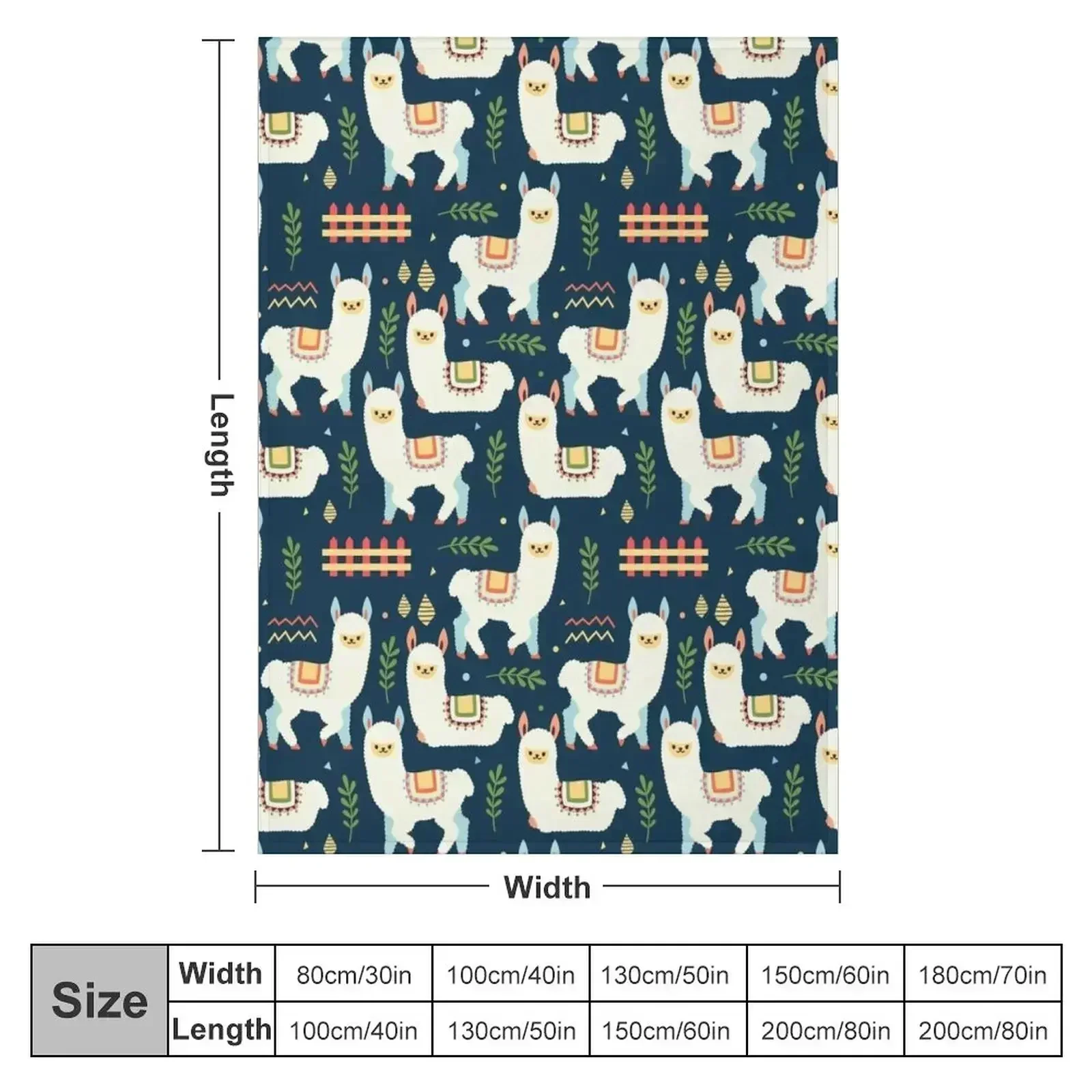 Cute Alpaca Pattern Throw Blanket couch cozy soft plush fuzzy picnic outdoor blanket
