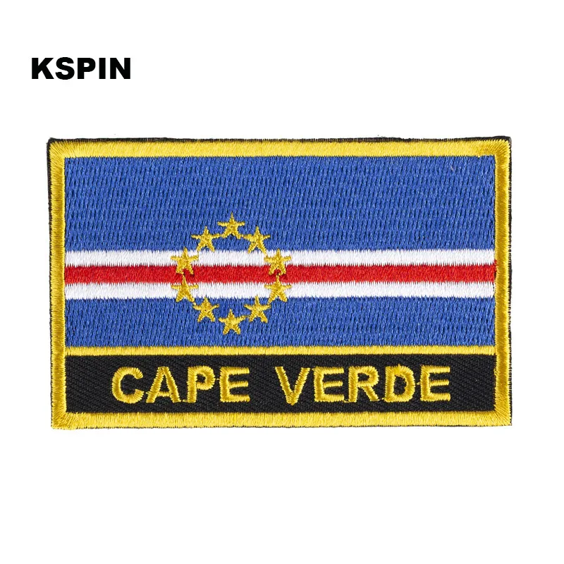 Cape Verde Flag Embroidery Patches Iron on Saw on Transfer patches Sewing Applications for Clothes in Home&Garden