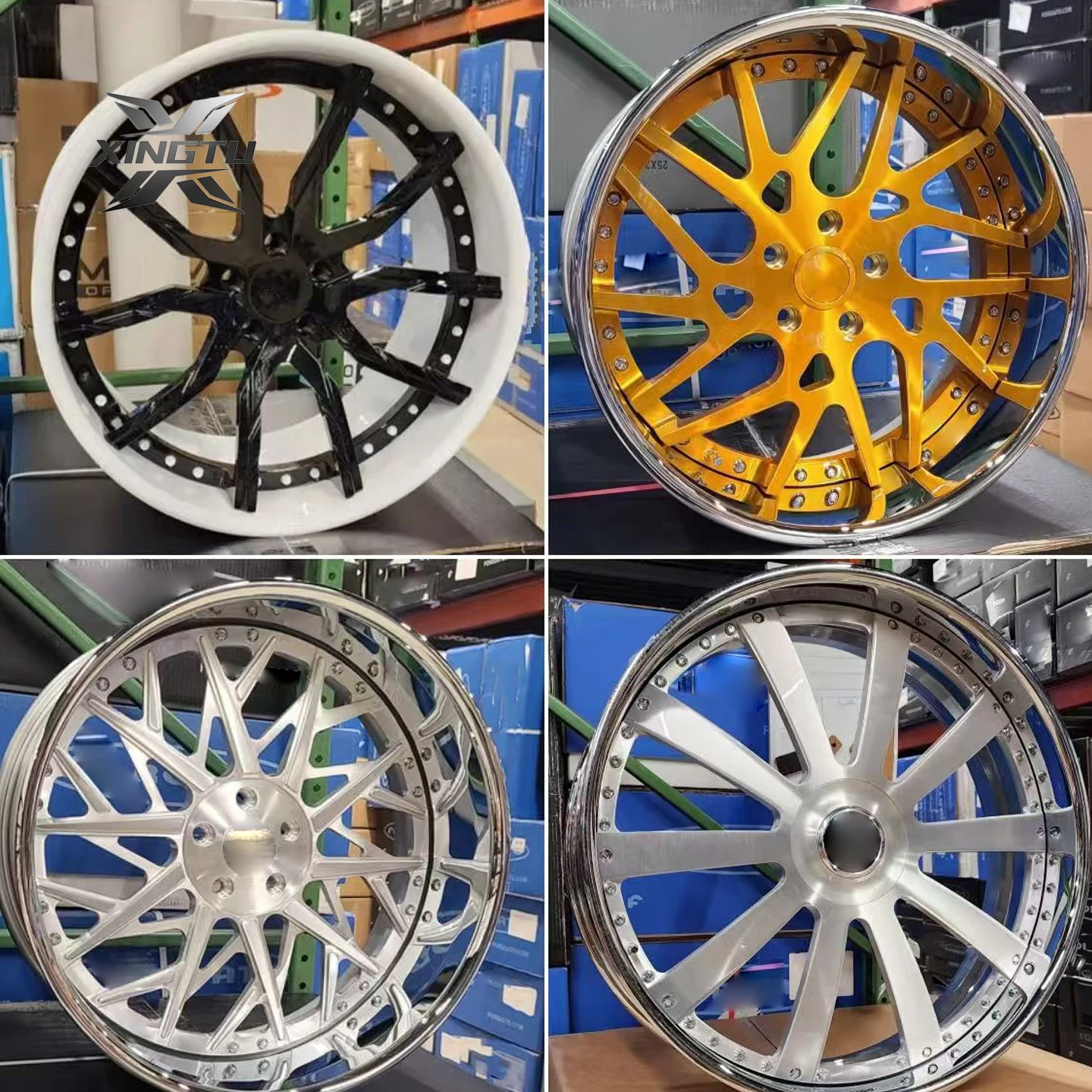 Hot-selling Chrome 2/3 Piece 22 24 26 28 Inch Floating Cap Forged Alloy Wheels Deep Dish 5x120 5x114.3 Chrome Rims Wheels