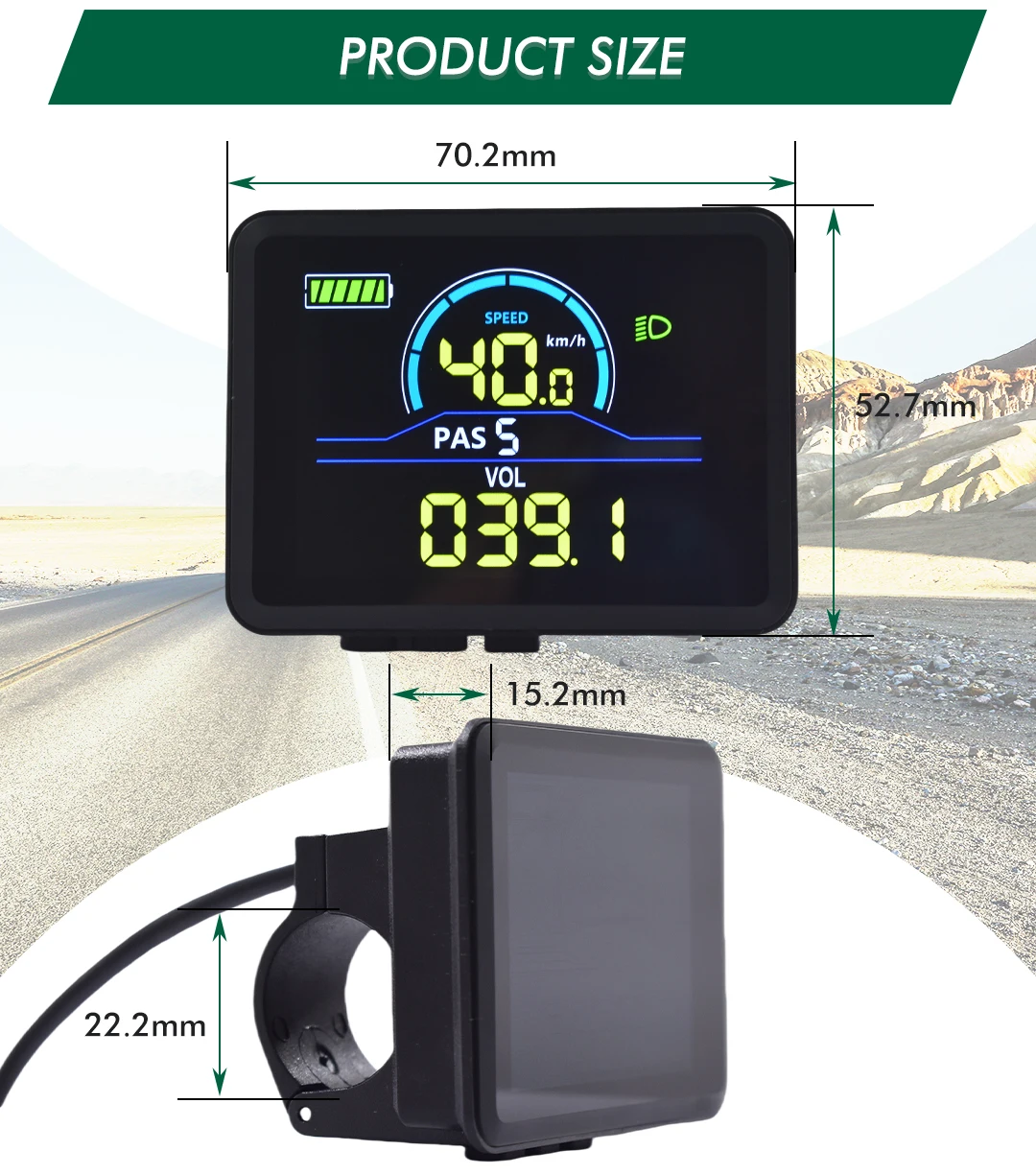 UART2 P5C Electric Bike Colorful LCD Display Meter 24V-60V SM/Waterproof Connection Plug Ebike intelligent Display With USB