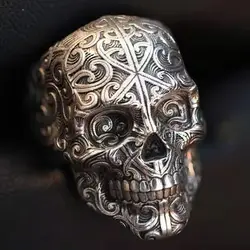 Personality Skull Head Adjustable Ring Men's Fashion Goth Punk Finger Ring Hip Hop Jewelry Male Women's Cool Rings Accessories