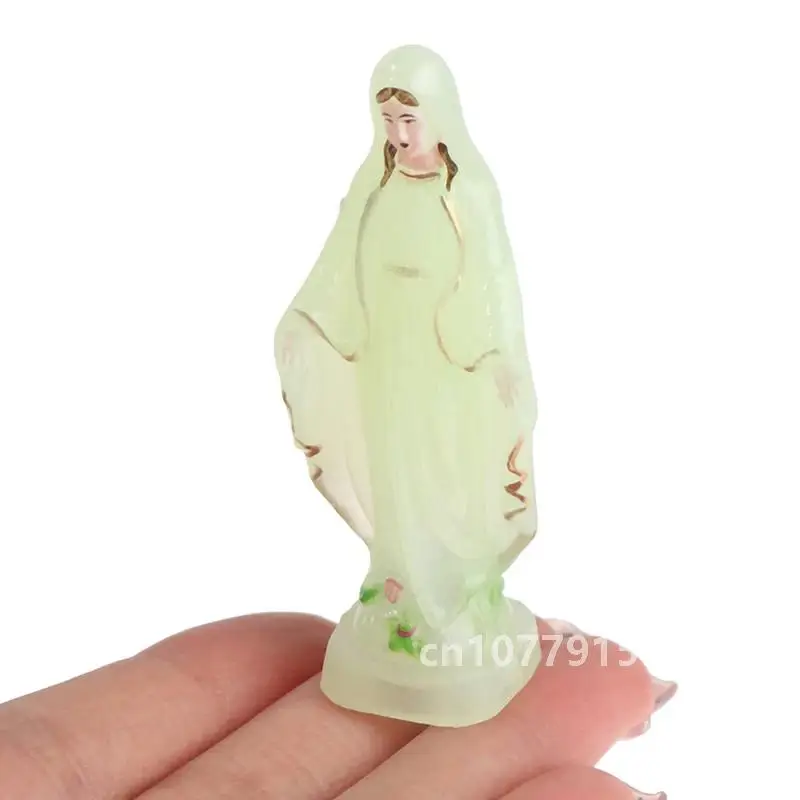 1PC Small Catholic Mary Statue Handmade Virgin Mary Statue Jesus Desktop Home Decorative Ornaments 6.5cm