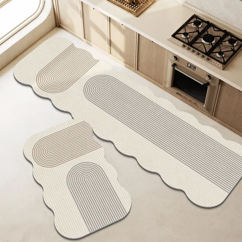 Non-slip Kitchen Floor Mat Wave Shaped Long Strip Runner Rug Kitchen Carpet Waterproof Oil-proof Washable Mats Коврик Для Кухни