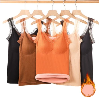 1pcs Woman Thermal Underwear Thermo Lingerie Winter Soft Warm Top Wear Thermo Vest Undershirt Intimate Lace with Bra Padded