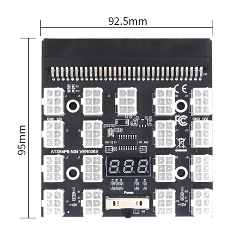 Breakout Board 17 Port 6Pin LED Display Power Module Server Card 6Pin To 8Pin Cable For HP 1200W 750W PSU GPU BTC Mining