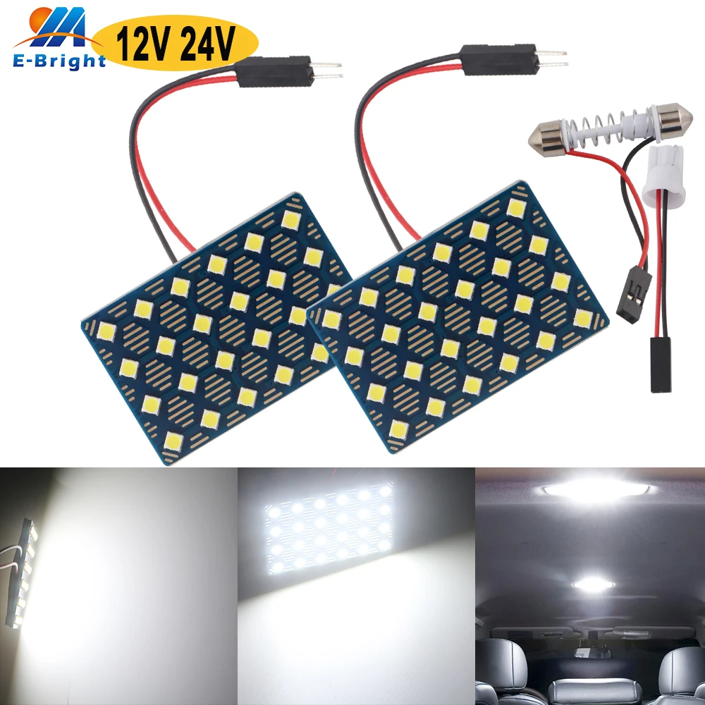 

50pcs AC DC 12V 24V 3030 24 SMD W5W T10 Festoon LED Bulb Nonpolarity Truck Car Door License Plate Reading Dome Light White 6500K