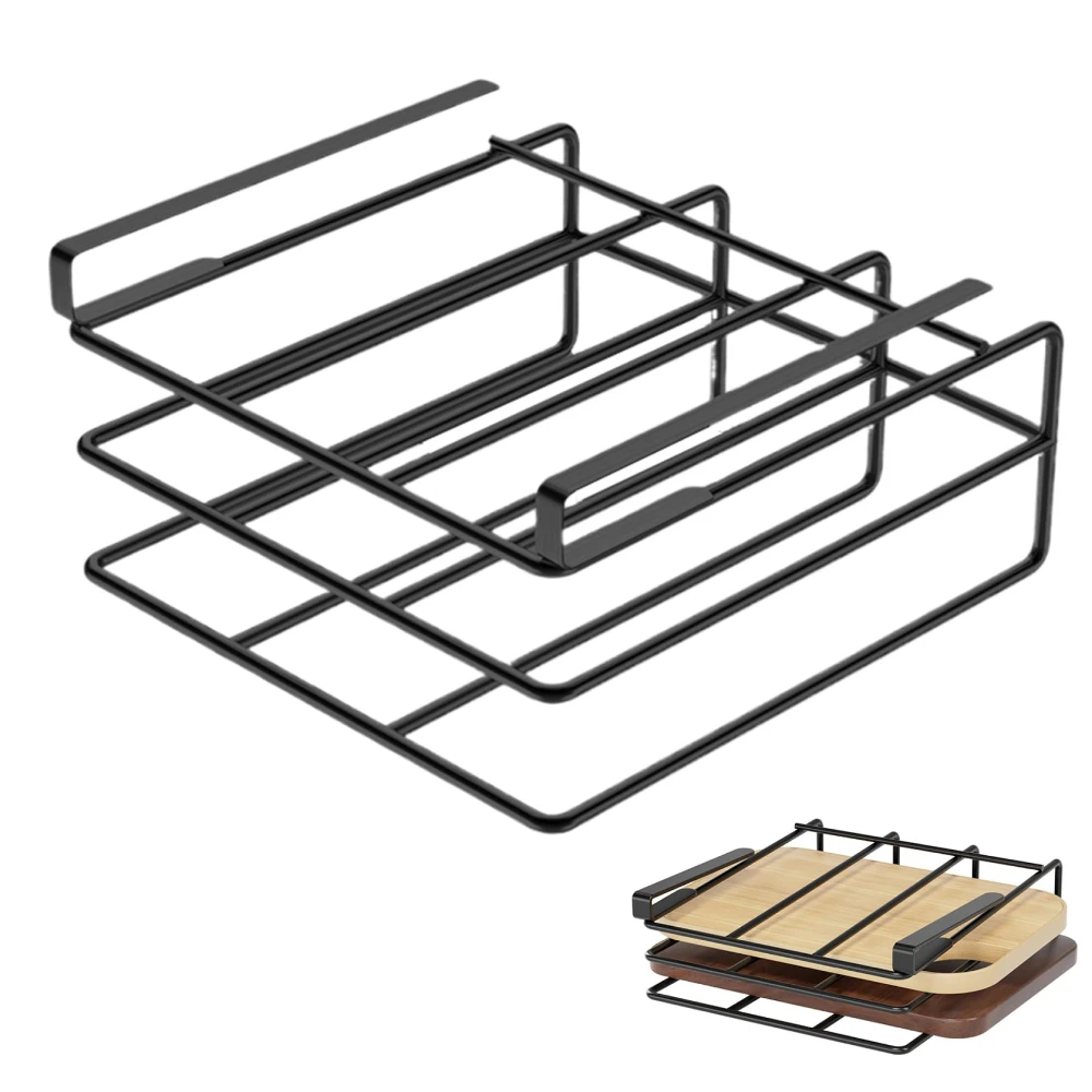 Küchen-Hängeorganizer mit Haken für unter dem Schrank, Papierhandtuchhalter, Schneidebretthalter, Topfdeckelhalter, Aufbewahrungsregal