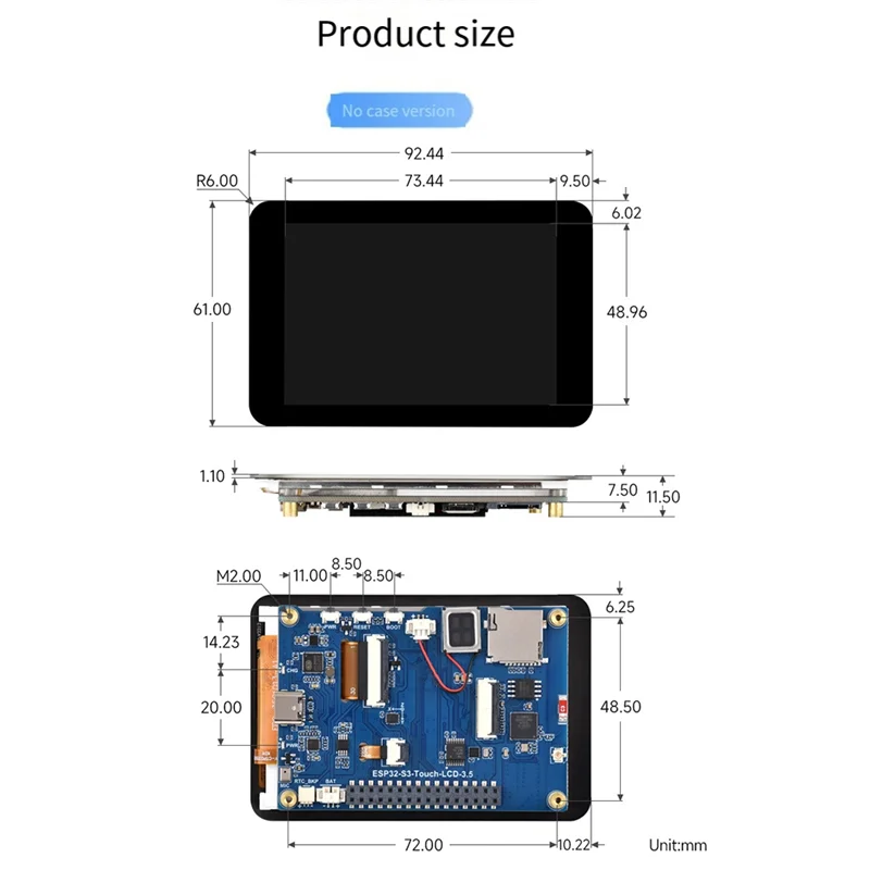 A14M ESP32-S3 3.5 بوصة لوحة تطوير شاشة LCD تدعم واي فاي بلوتوث AI التعرف على الصوت IPS 320X480