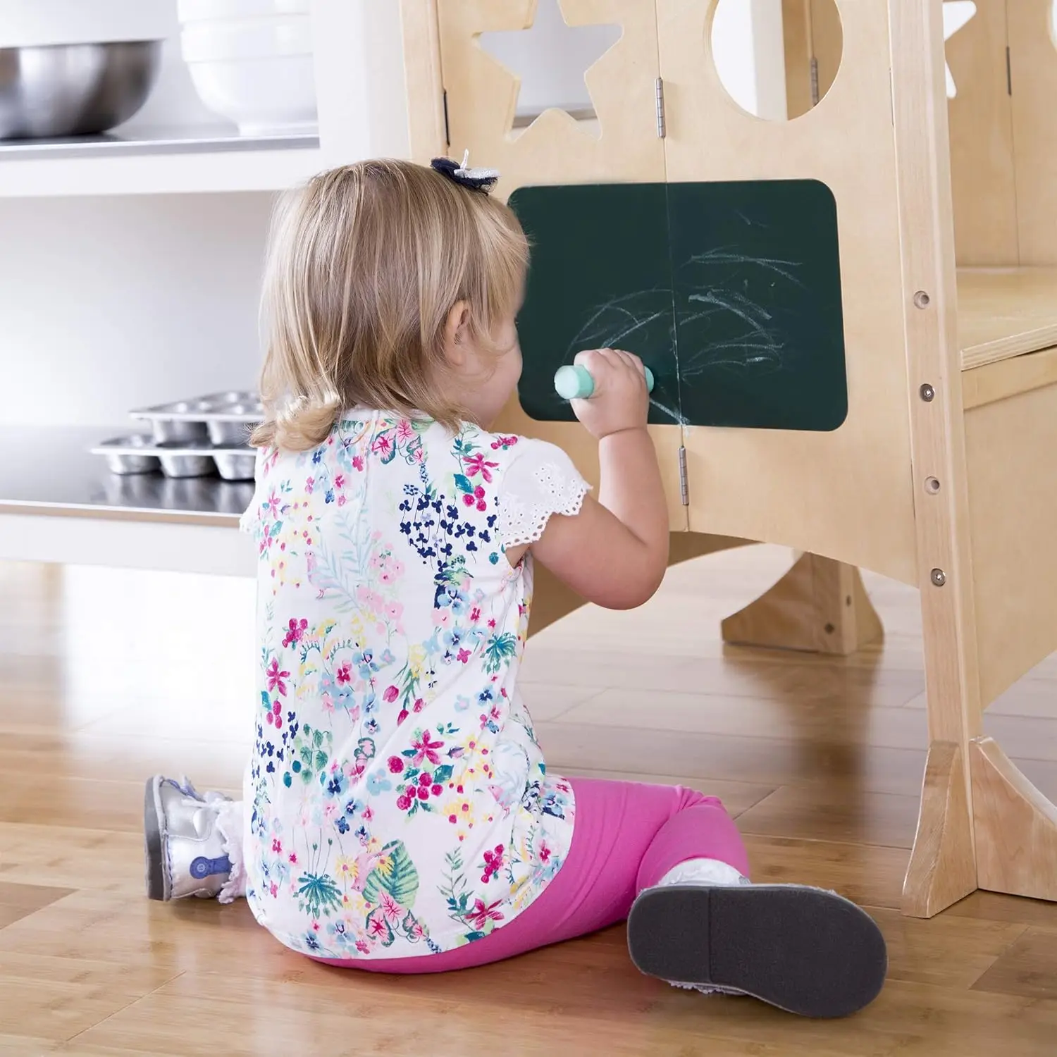 Alat bantu dapur klasik®Bangku dengan 2 penjaga-lebar ganda: Tinggi langkah bangku yang dapat disesuaikan untuk anak-anak, furnitur anak-anak