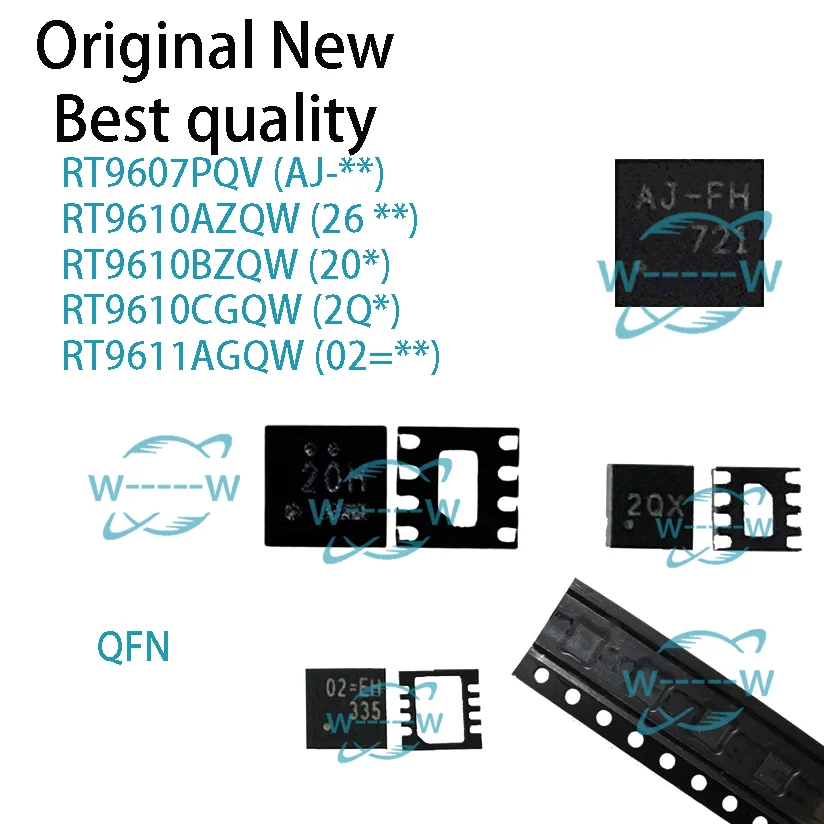 5-30 قطعة RT9607PQV AJ- RT9610AZQW 26 RT9610BZQW 20* RT9610CGQW 2Q * RT9611AGQW 02 = RT9607 RT9610A RT9610B RT9610C RT9611A IC رقاقة #1