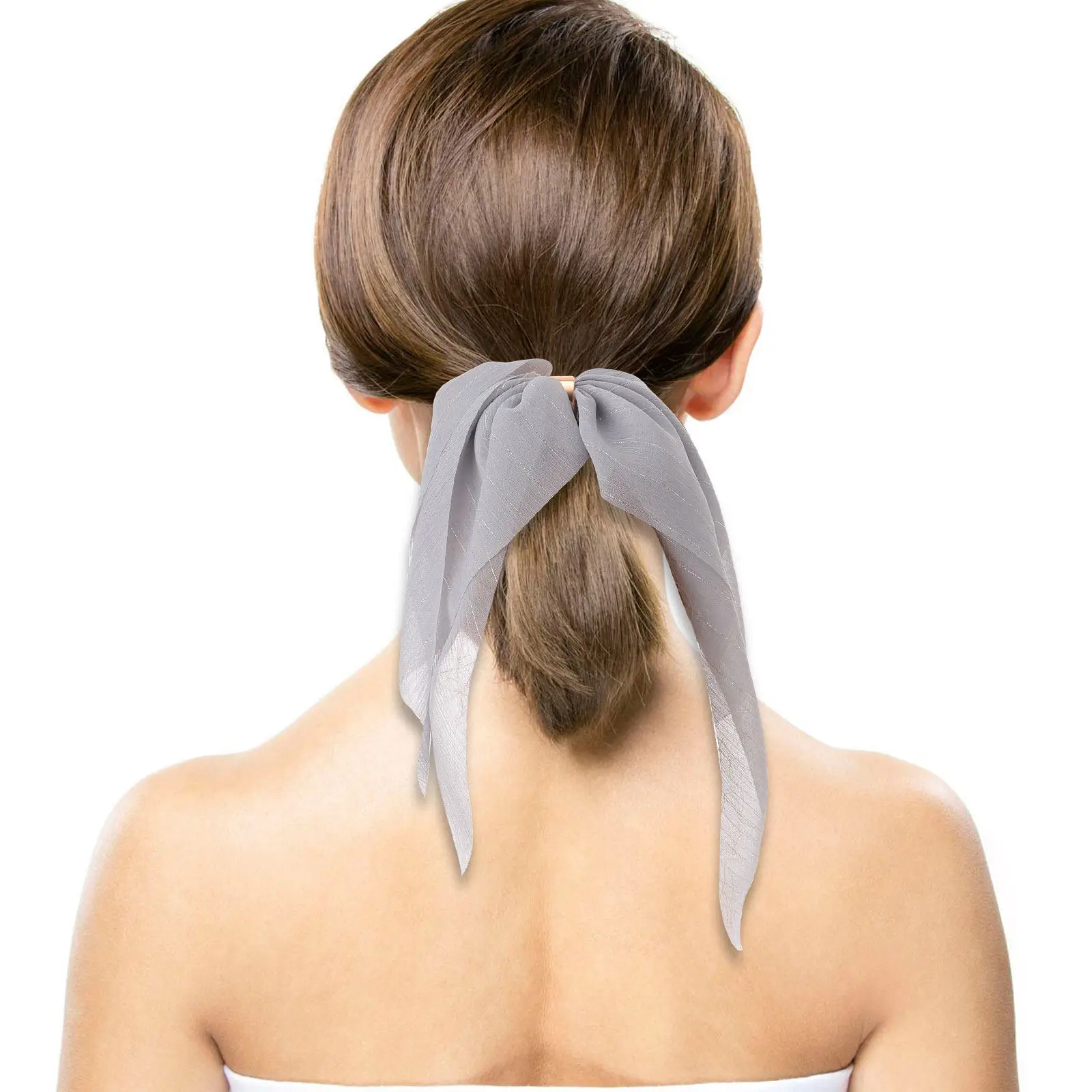 

8Pcs Elastic Hair Tie Solid Color Buckle Hair Rope Long Cloth Bands Ponytail Holders for Women Daily Wear Ponytail Holder