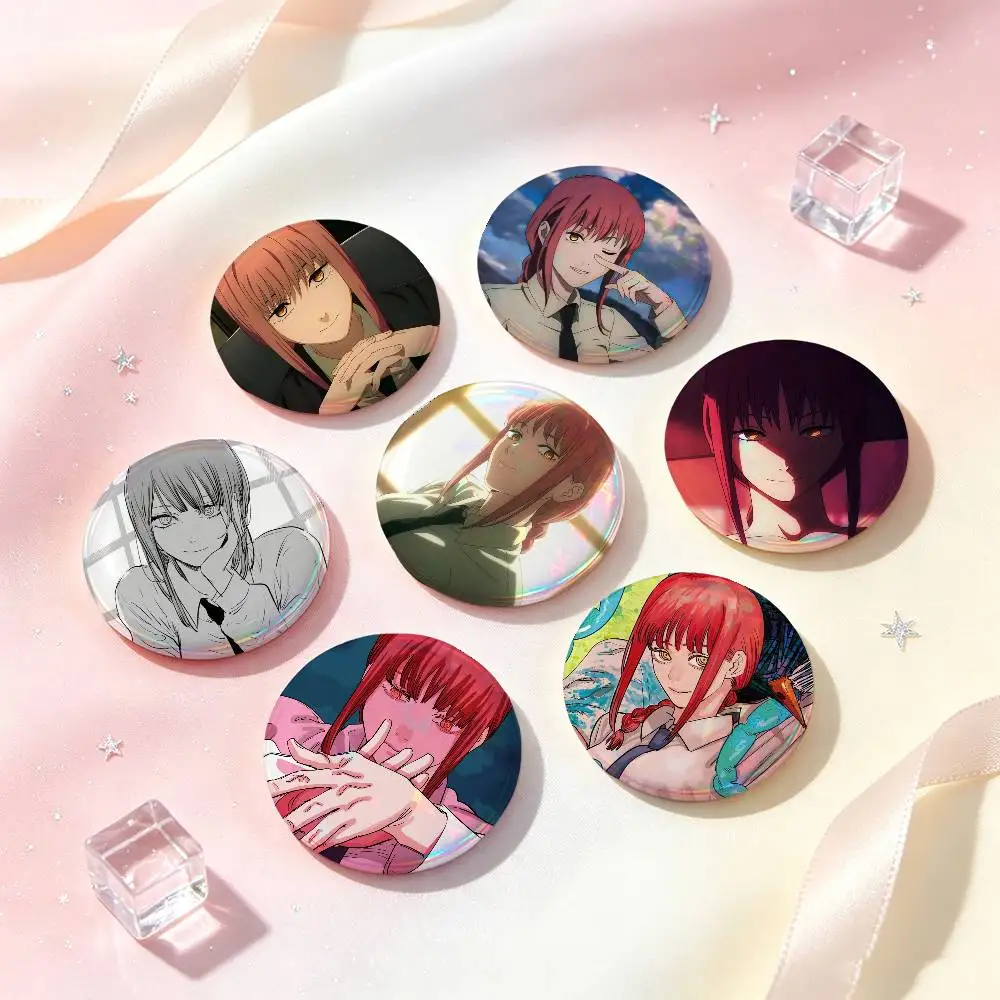 Makima Anime Figure Badges Button Round Creative Pin Brooch Badge Bag Decor Accessories Fans Collect Friends Gifts