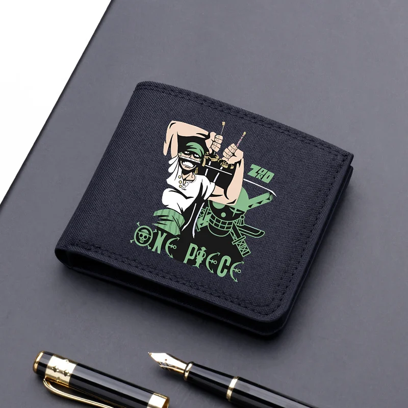 Portefeuilles One Piece Luffy Zoro avec impression de figurines d'anime, porte-cartes pour garçons, pinces à billets, portefeuille ultra-fin pour hommes, sac à main portable, cadeau d'anniversaire