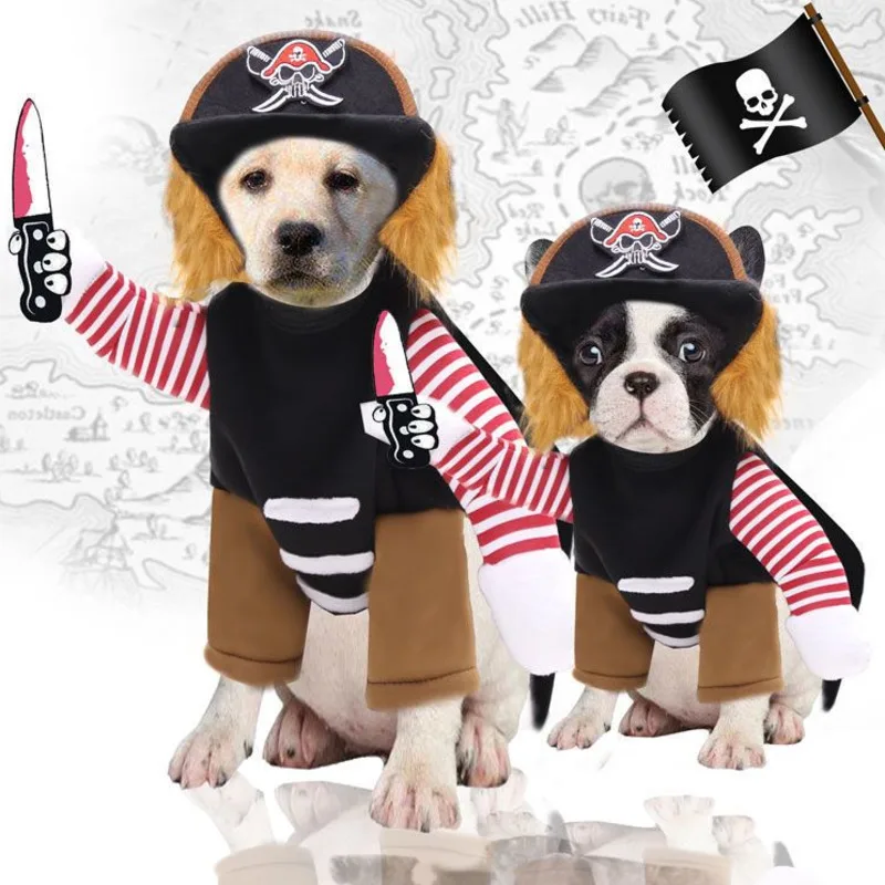 Halloween Pets Cosplay Autumn Winter Dogs Cats Pets Funny Pirates Transform Into Large Medium Sized Dog Clothes Decorative