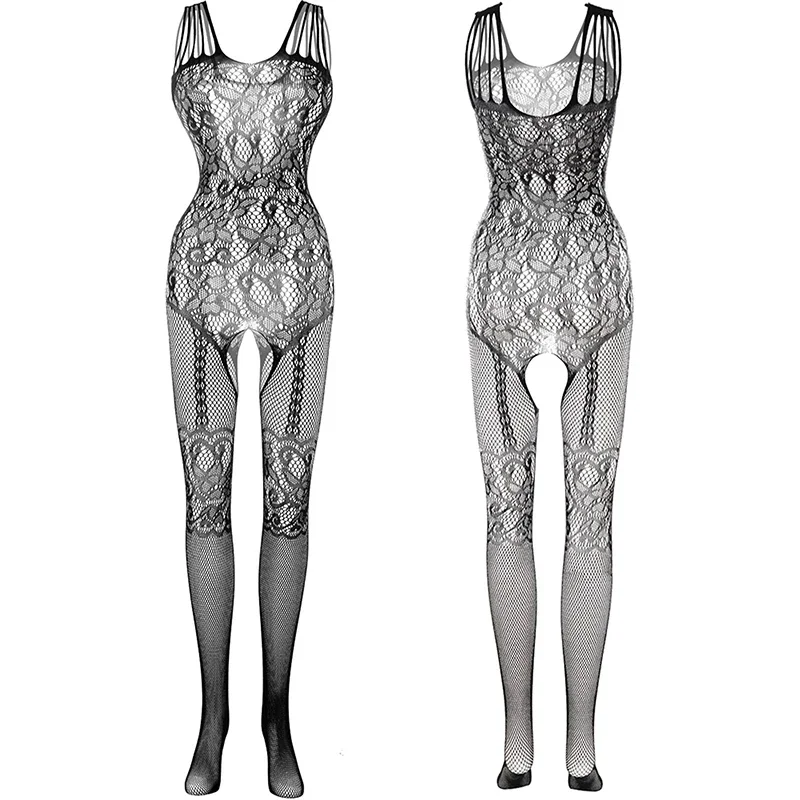 Viola Sexy Crotchless Bodystockings Cosplay Maid Dress Lingerie erotica donna plus size Lace Halter Mesh body Porno Costumes