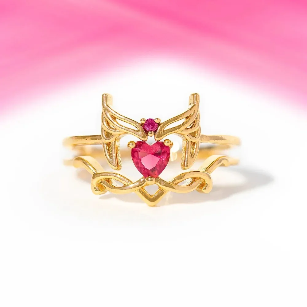 Neue Mode 2 in1 romantische Vintage Liebe Herz rot Zirkon offen verstellbare Ringe für Frauen weiblichen Modeschmuck Geschenk