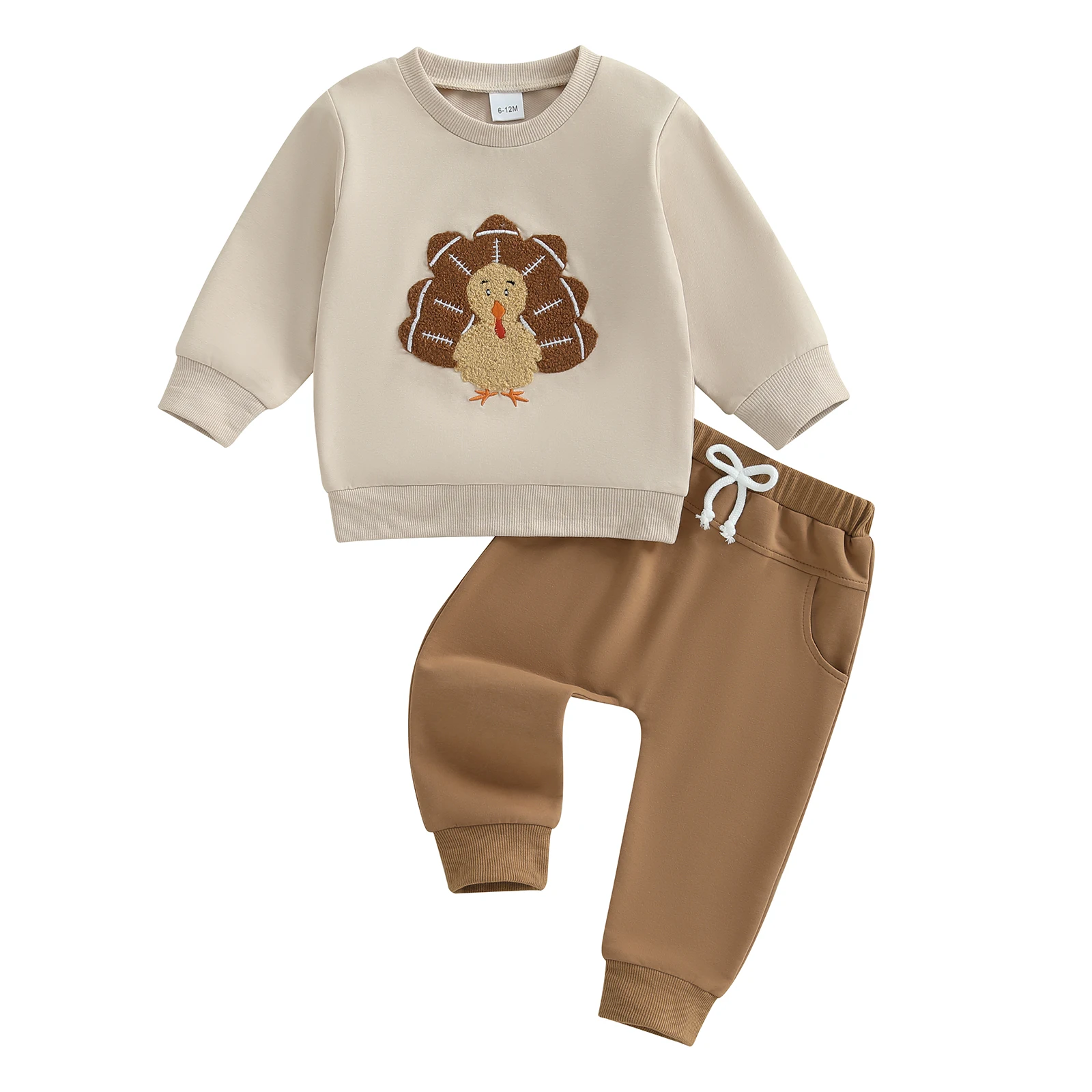 

Baby Boy Thanksgiving Outfits Long Sleeve Tuekey Graphic Sweatshirt Pants Set Toddler Clothes