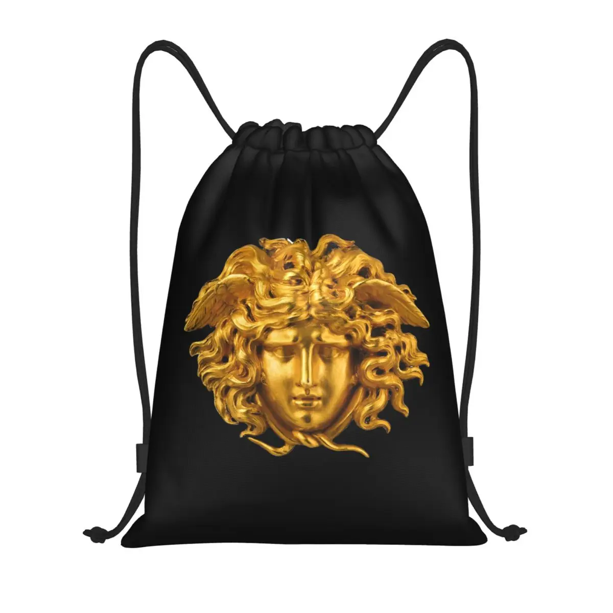 Elegant And Chic French Golden Haired Bag Drawstring Backpack Sports Sackpack Mythological Greek Medusa String Bag for Cycling