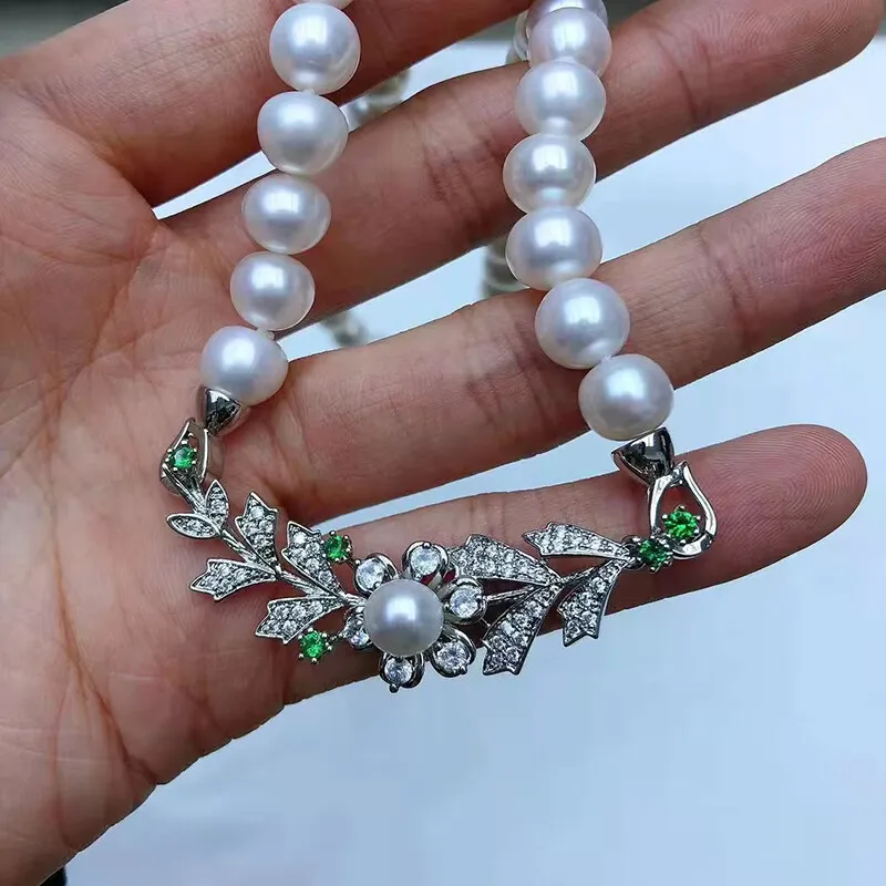 1piece freshwater pearl  Green flower Clasp hooks Jewelry accessory necklace connector wholesale  FPPJ