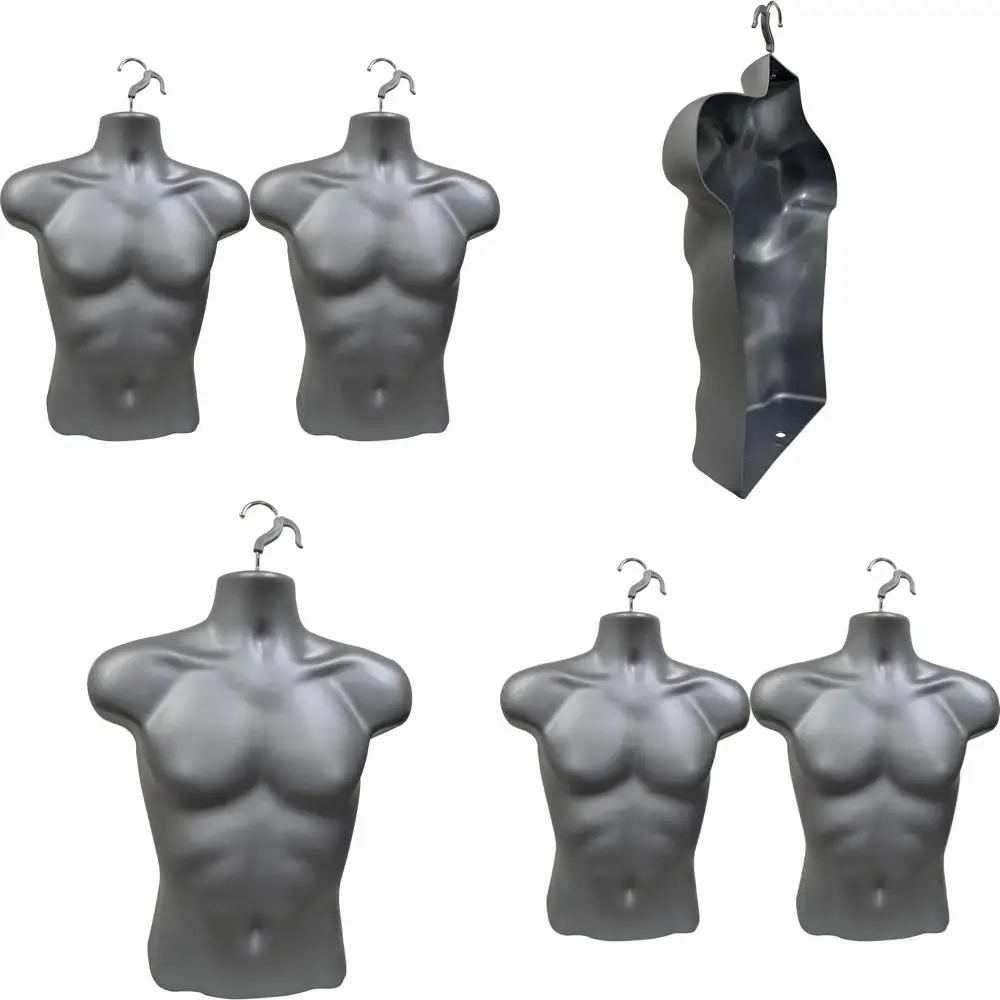 

Манекен мужской серый, полукруглый, с талией, для демонстрации одежды, размеры S-M, с крючком для подвешивания