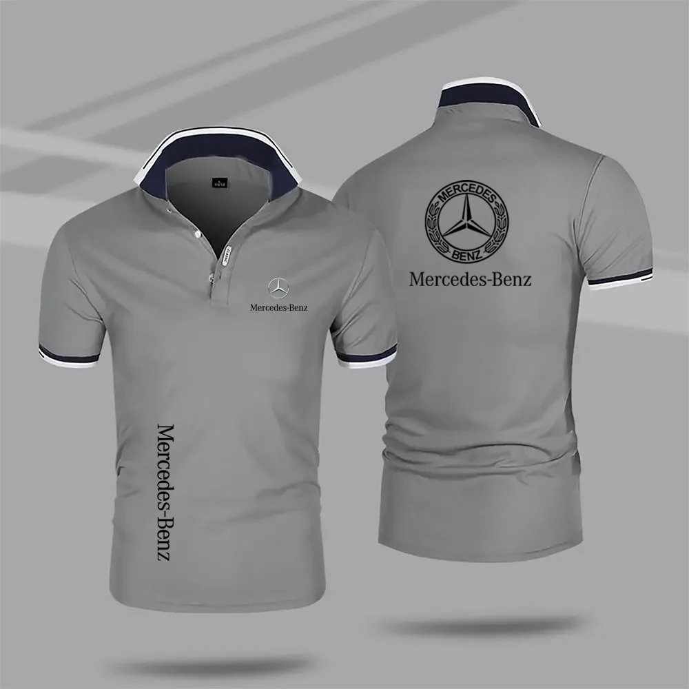 2024 Mercedes Benz เสื้อโปโลสำหรับผู้ชายและผู้หญิง, เสื้อโปโลแฟชั่นหรูหราสำหรับใส่ปั่นจักรยาน