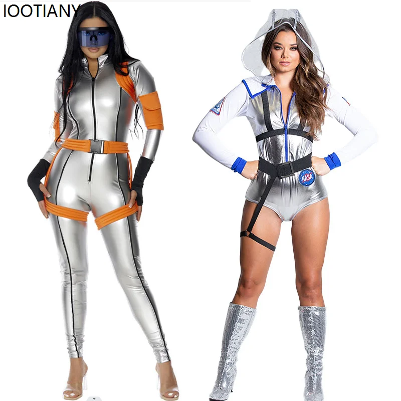 

Halloween Silver Space Astronaut Cosplay Costumes Masquerade Group Party Uniform Nightclub Pole Dance Ds Bodysuit Women Dress Up