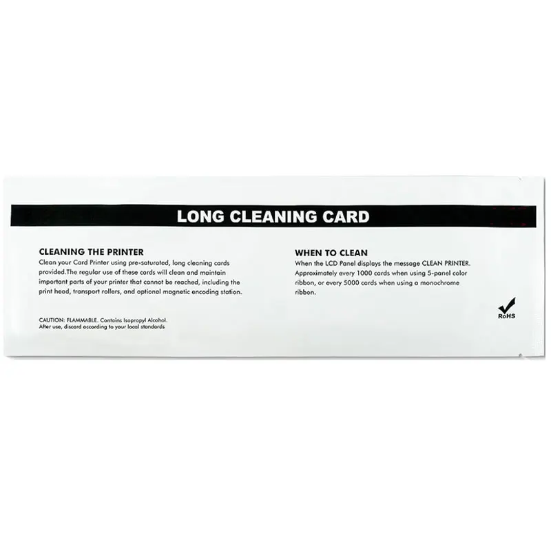 ACL008C Card Printer Cleaning Kit For Evolis Primacy Zeniius Elypso Badgy 200 Regular Cleaning Kit 2Xlong Cleaning Cards & 1xPen
