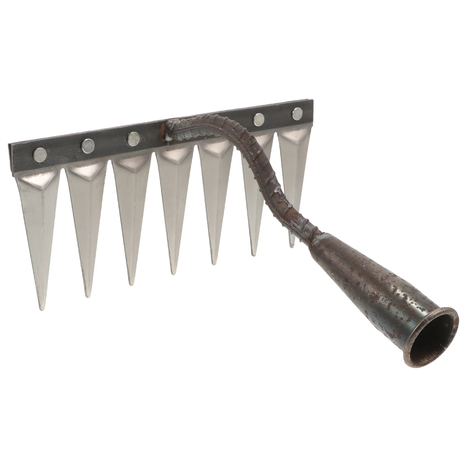 Piccolo rastrello da giardino in acciaio, rastrello a mano multitooth, leggero e durevole per diserbo, allentamento del terreno, scavo, mano da giardino portatile