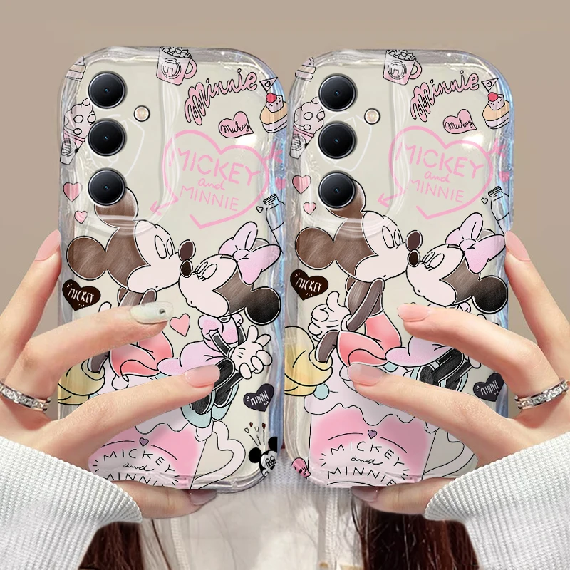 Cute kiss Mickey Minnie 3D Wave Case For OPPO Realme 12 11 10 9 8 7 7i 6 5 Pro Plus C67 C55 C31 C35 C11 C12 C15 C20 C21Y Cover