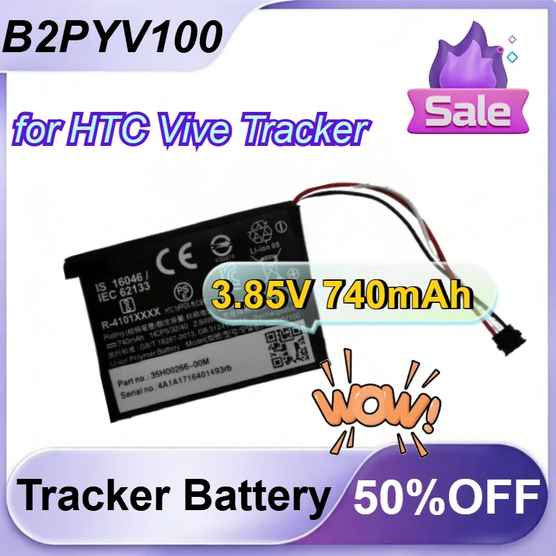 Batería B2PYV100 de 3.85V y 740mAh con Conector de 3 Cables, Repuesto de Acumulador para HTC Vive Tracker