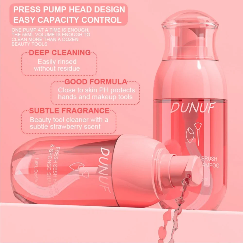 55ml ferramenta de beleza limpador de enxágue rápido pincéis de maquiagem pó puff esponja sem resíduos morango perfume cosméticos ferramentas mais limpas