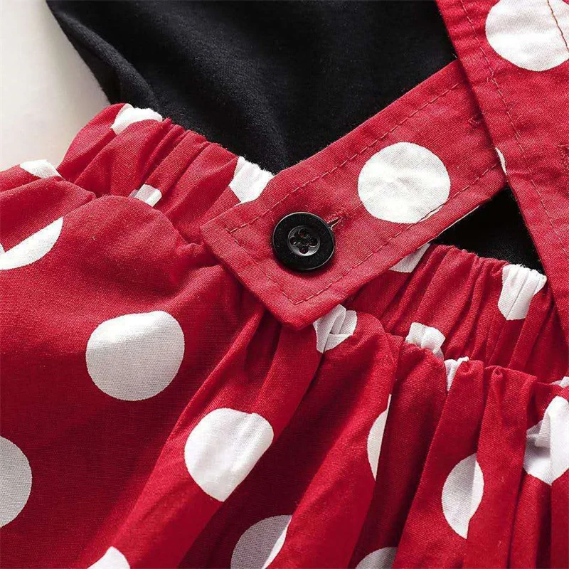 2Pcs/Set Cartoon Polka Dot Baby Girl Evening Dresses Bow Kids Birthday Party Princess Toddler Children Clothes Suit 0 To 4 Years