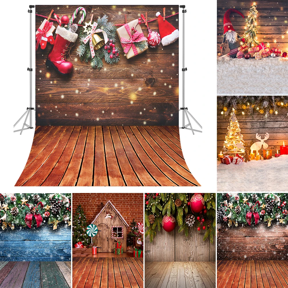 

Bonvvie Christmas Photocall Backdrop Pine Tree Gift Window Fireplace Family Portrait Photography Backgrounds For Photo Studio