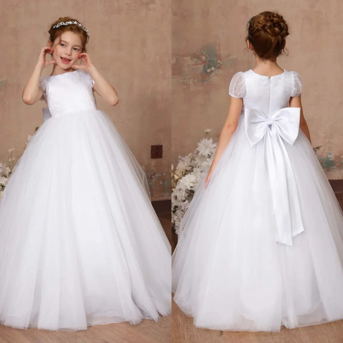 

Белые платья для девочек на свадьбу, индивидуальный пошив, платья для маленьких детей на день рождения, платья для первого причастия