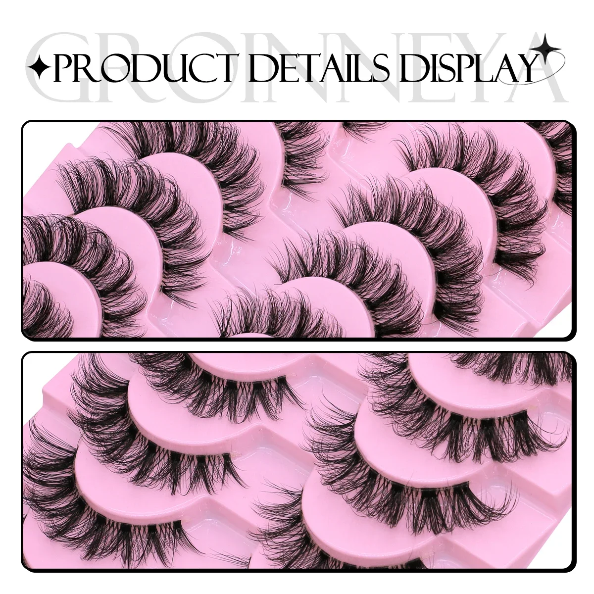 Veltrinay False Wispy Eyelashes Natural Cat Eye Lash Strips 3D Fake Mink Eyelash Natural Look Fluffy Strip Lashes Clear Band
