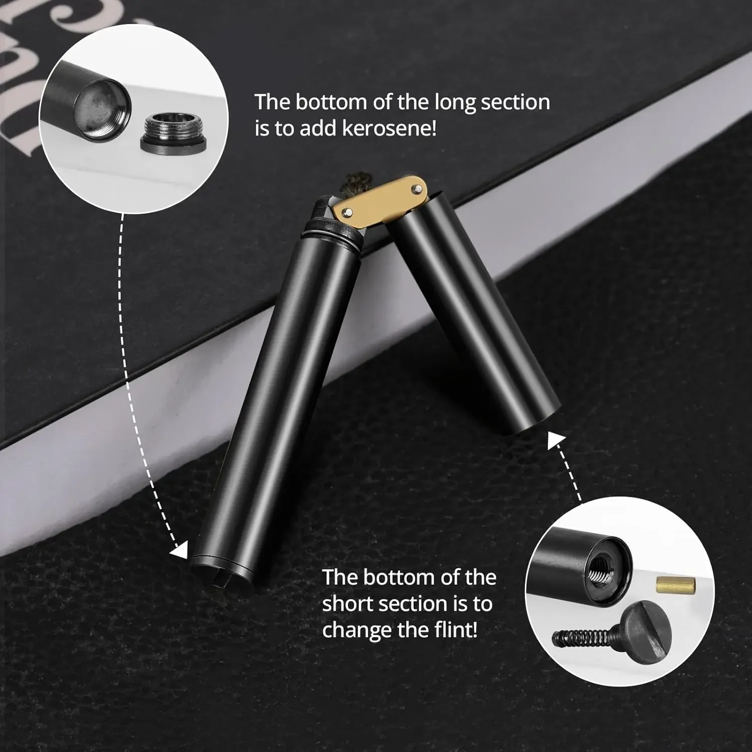 Creative Unusual Copper Kerosene Lighter Nunchaku Retro Grinding Wheel Lighter Foldable Portable Men's Exquisite Gift 2025 New