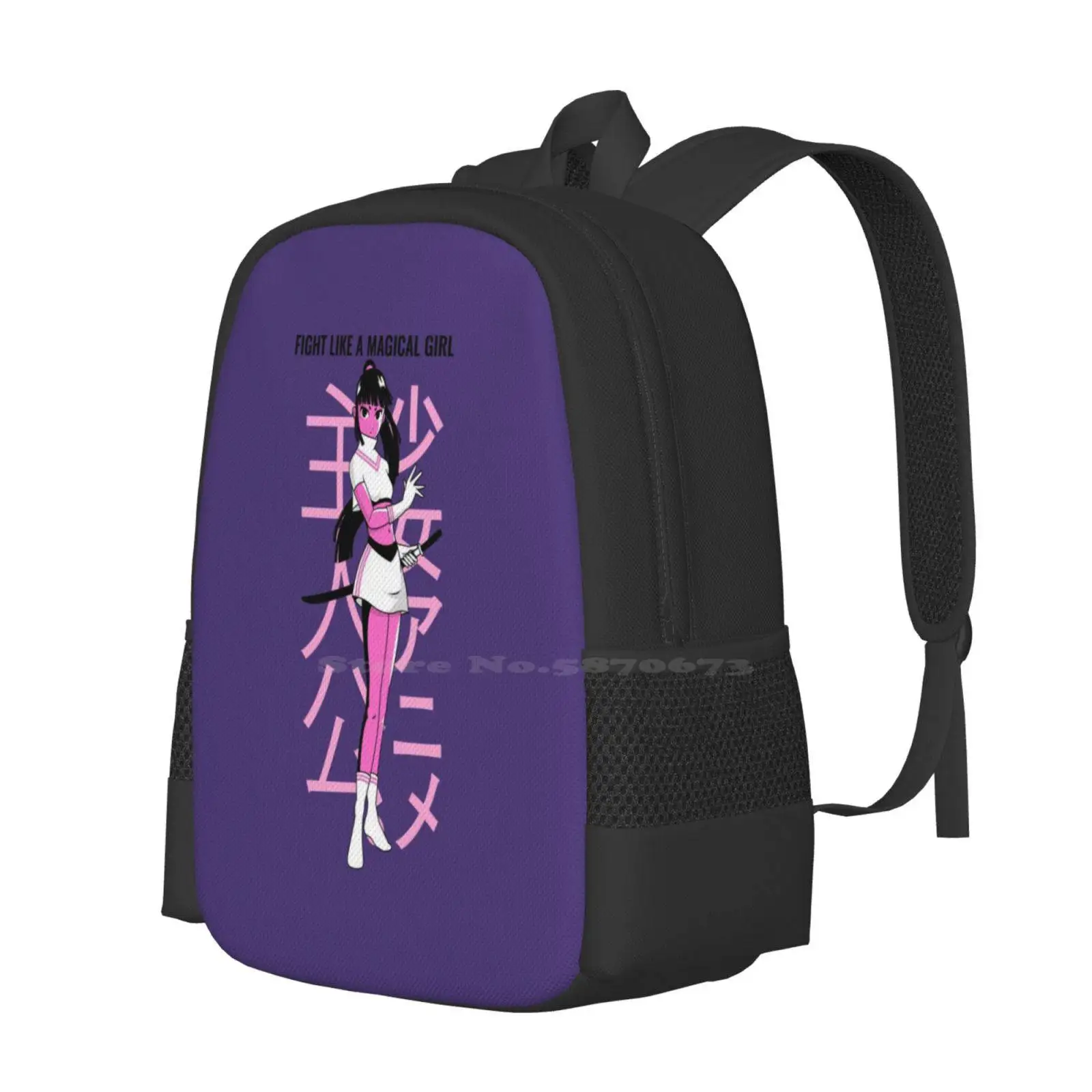 Fight Like A Magical Girl 3D Print Design Backpack Student Bag Magical Girls Anime Face Anime Characters Kawaii Anime Style