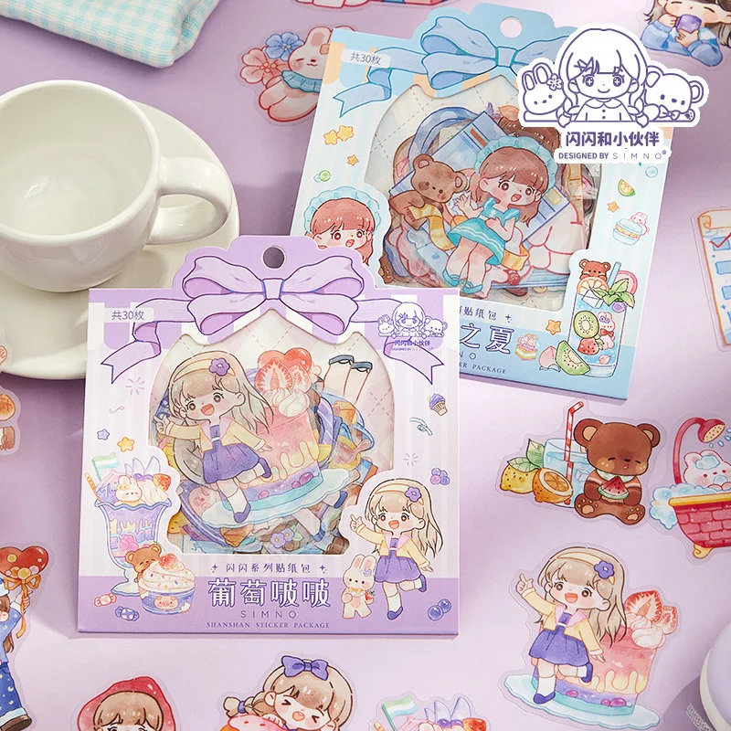 30pcs/bag Cartoon Girl Shanshan's Funny Life PET Stickers Cute Waterproof Scrapbooking journaling Decorative Sticker