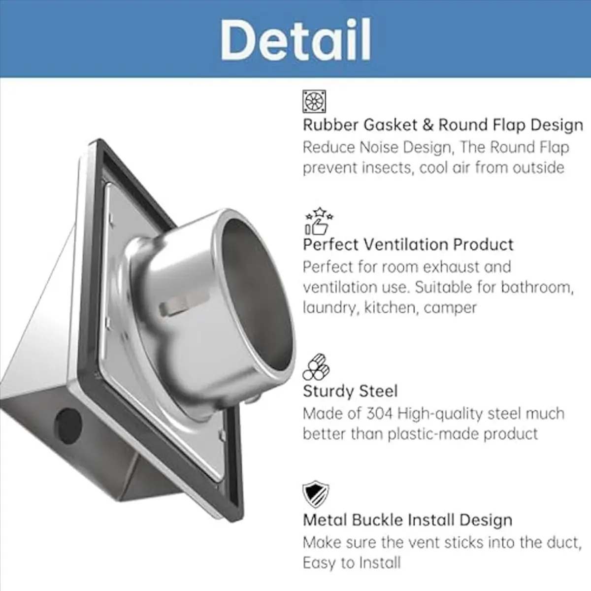 【Clearance Sale】4In Dryer Vent Cover Outdoor Wall with Cushioned Non Return Flap,External Extractor Wall Vent,Stainless Steel Ve