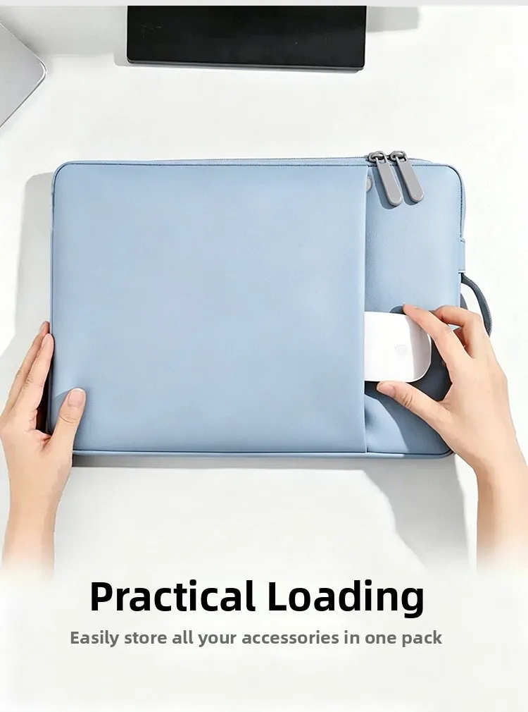 PU-Leder Laptop-Handtasche 11-15,6 Zoll Wasserdichte Hülle für Notebooks mit Plüschfutter – Detail 4