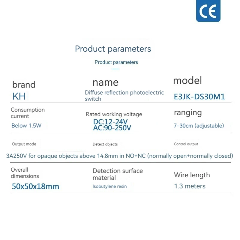 E3JK-DS30M1/2Photoelectric Switch DC24V AC220V 24V-220V Diffuse Reflection Infrared Switch Diffuse Reflective Sensor