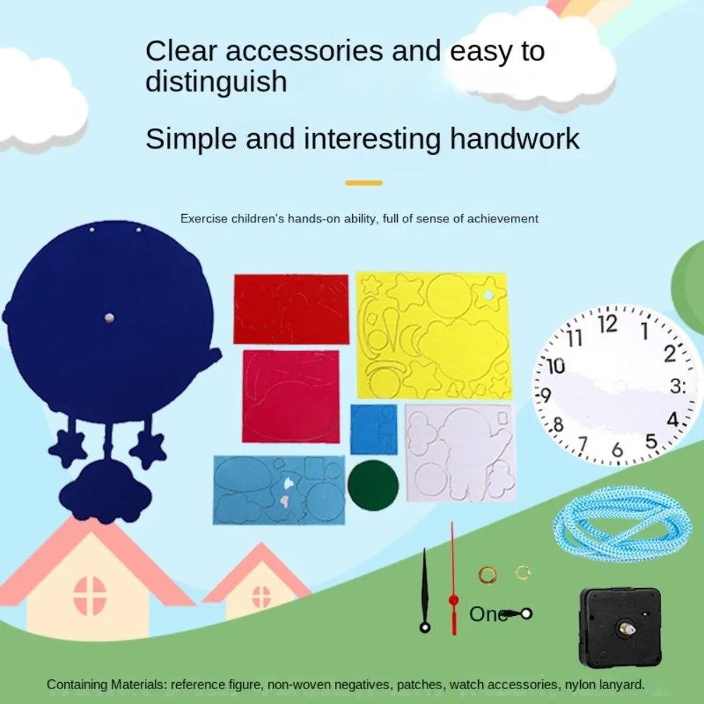 Nonwoven Fabric Cognition Clocks DIY Puzzle Cartoon Clock DIY Clock Hour Minute Second Time Teaching Aid