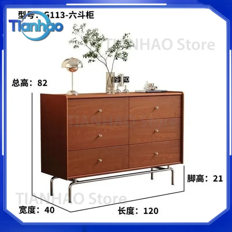Retro Style Six Chest Cabinets Middle Antique Style Chest Cabinets Solid Wood Chest Cabinets for Living Room