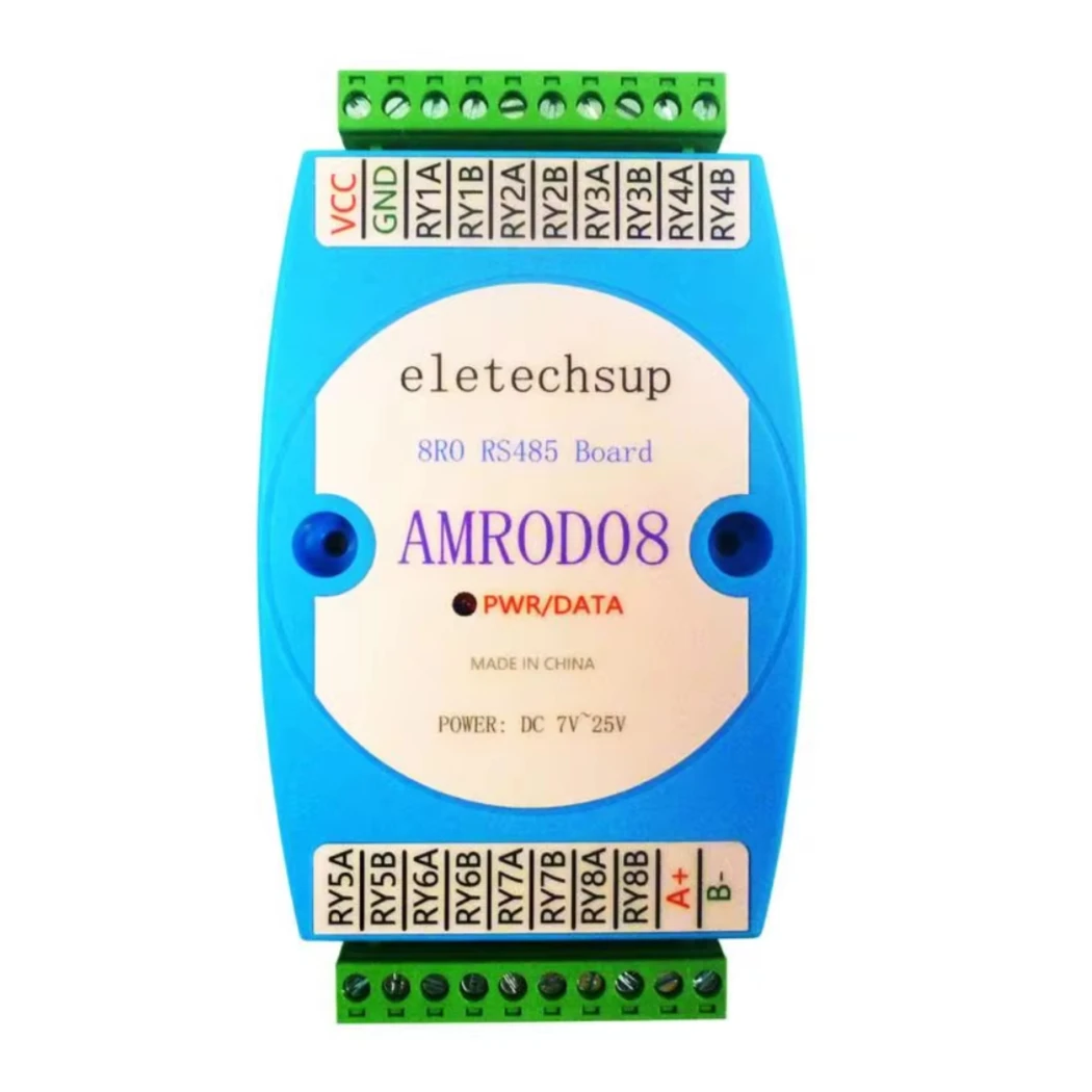 

AMROD08 DC 7.4V 9V 12V 12.4V 14.8V 18V 24V 8ch RS485 Relay Module 2A Digital Output MODBUS RTU PLC DO Expansion Board