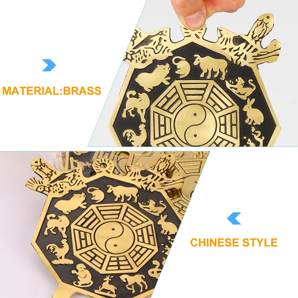 

Brass Eight Diagrams Mirror Chinese Zodiac Craft Home Decor Wall Hanging Ornament Temple Blessing Exorcism Gift