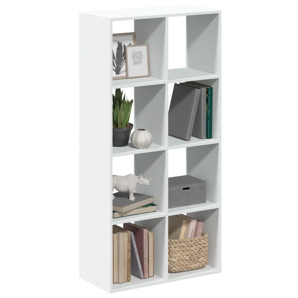 Weißer Raumteiler-Bücherregal 69,5x29x137,5cm aus Holzwerkstoff Freistehendes Bücherregal mit Ablagefächern für Wohnzimmer und Büro