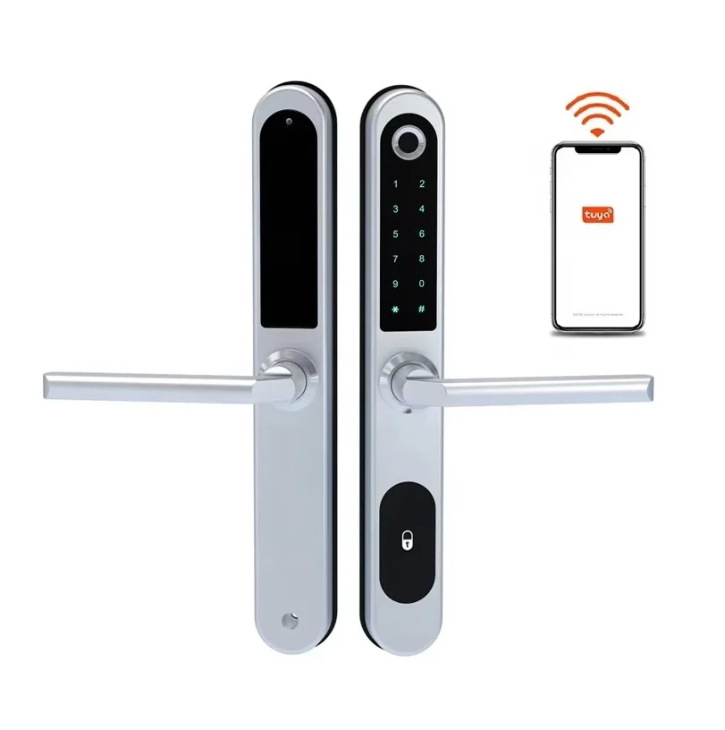 

Алюминиевый дверной замок с отпечатками пальцев, Rfid-ручка Tuya Ttlock, Bluetooth-соединение, домашние раздвижные двери, врезной умный замок для двери Израиля
