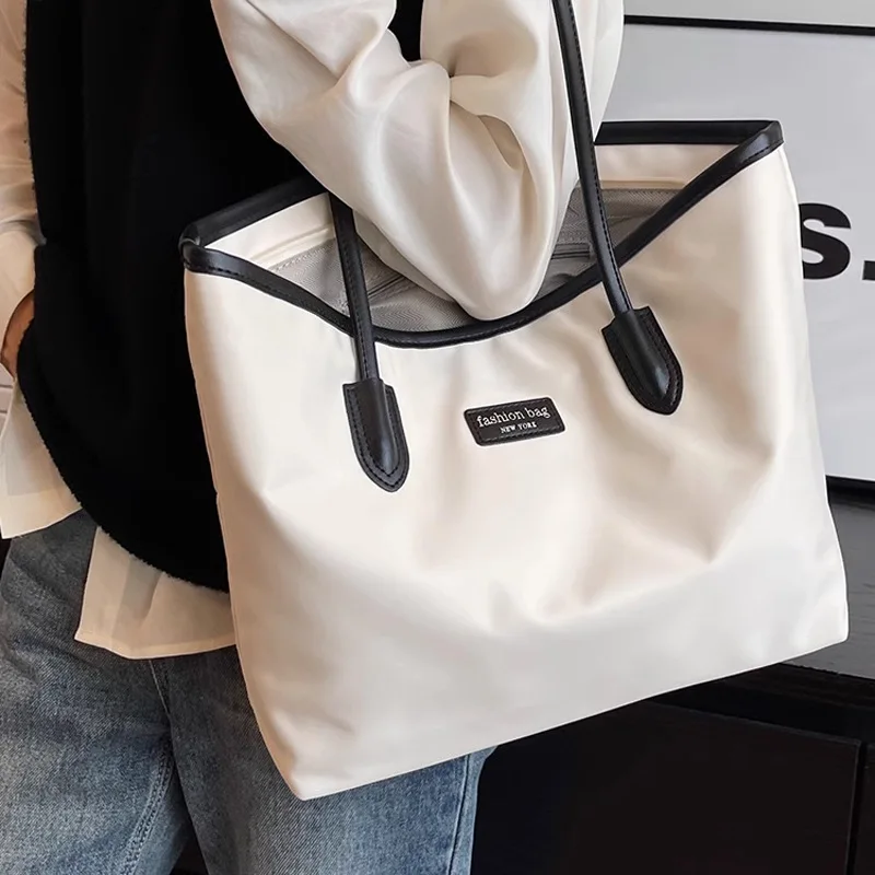 

Women's Nylon Tote Bag Large Capacity Casual Shoulder Bag Waterproof Commuter Handbag for Work Shopping