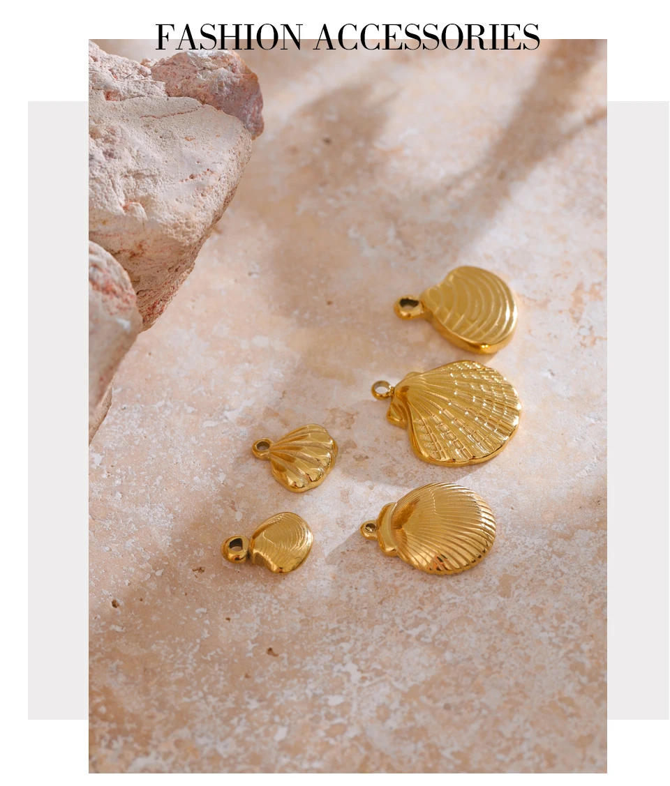 Yhpup 1PC Summer Ocean Shell Starfish Seahorse Conch Stainless Steel Pendant DIY Making Accessories Handmade Necklace Gift